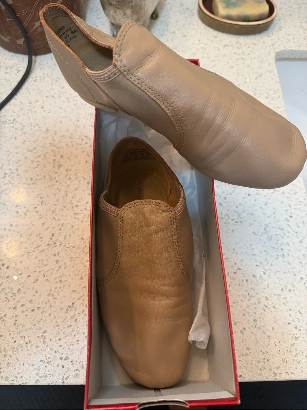 Capezio Tan Leather Slip-On Dance Loafers